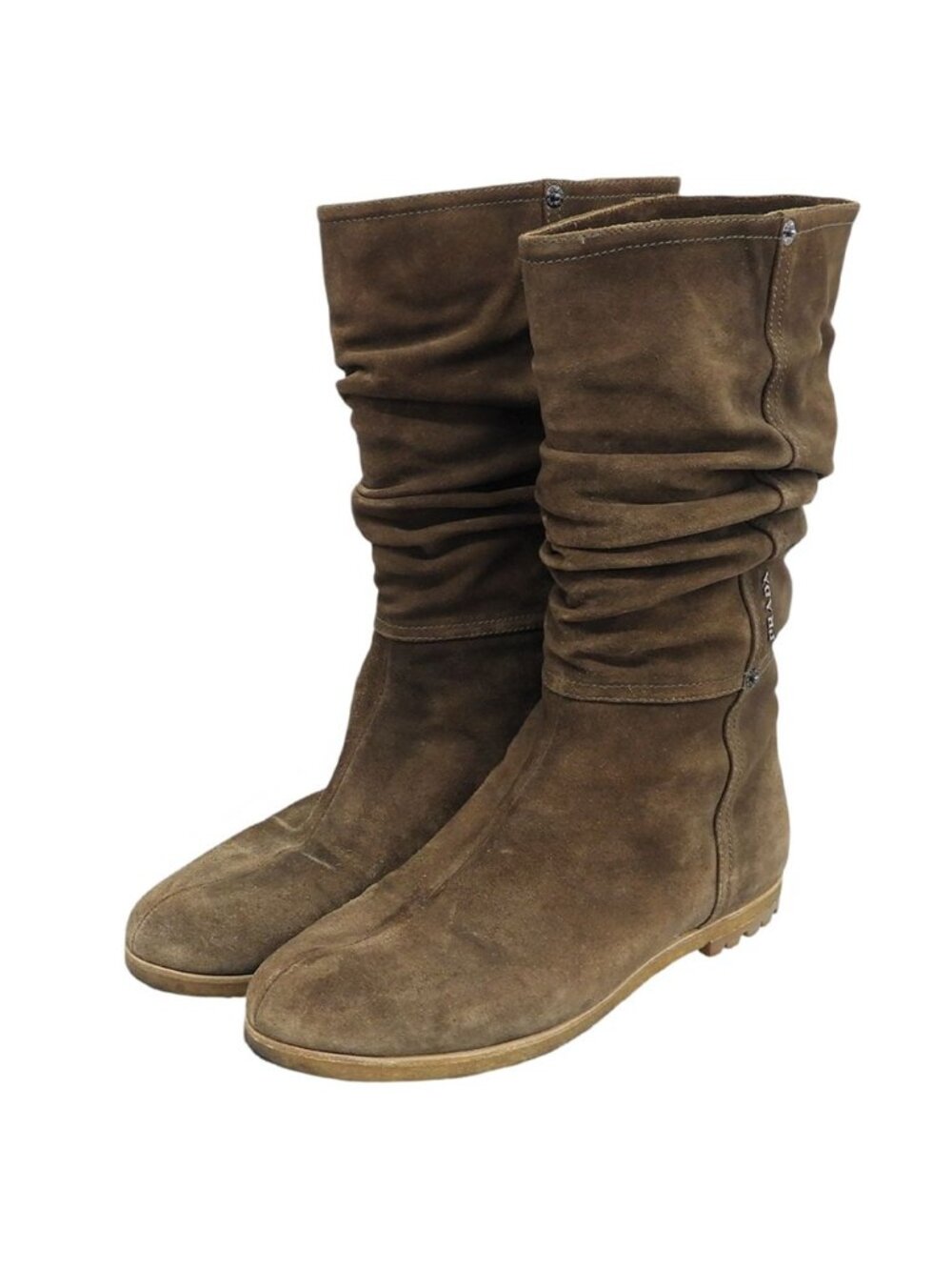 Prada Suede Long Boots Shoes Brown